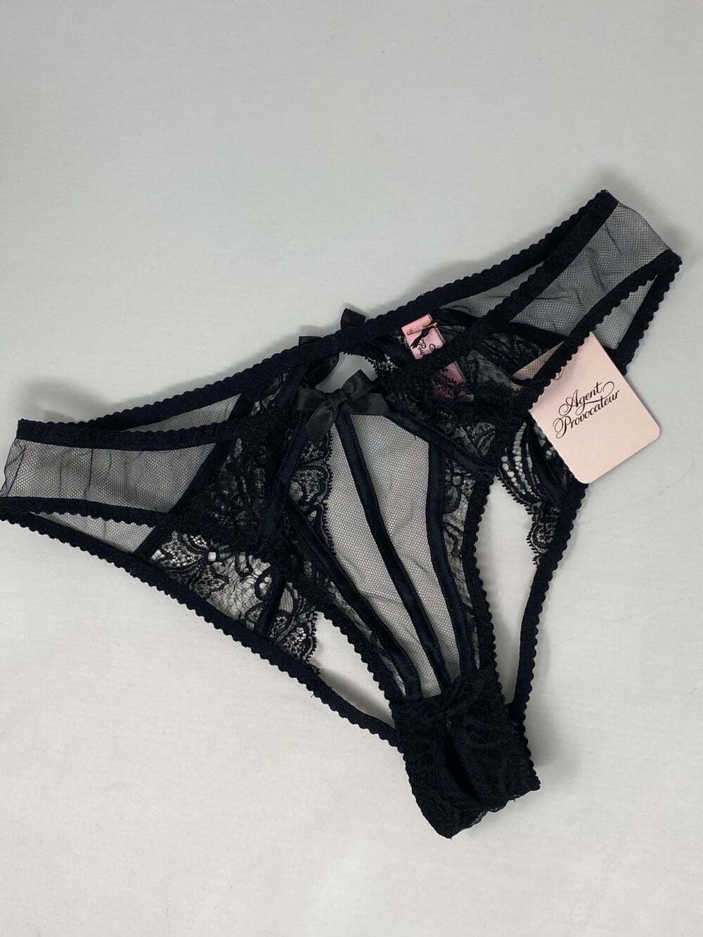 Agent Provocateur Rozlyn Black Ouvert Brief AP3 Medium NWT